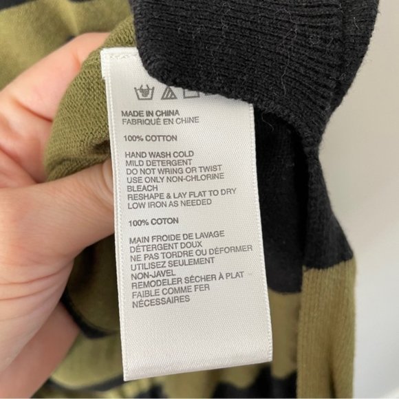 Free People Surfin On Your Stripes Green Black Knit Sweater XS - Picture 4 of 7